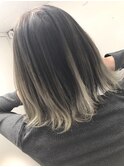 大人かわいい/レイヤーロング/グレーベージュ/前髪パーマ/柏