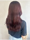 艶カラーレッドブラウン＊ブリーチなし暖色カラーコテ巻き