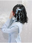 推し活 ライブ イベント 編み込みハーフツイン×ラメwax・リボン