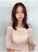 大人ガーリーミディアムレイヤーカット髪質改善前髪カット仙台