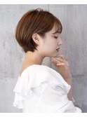 大人かわいい小顔ひし形耳かけショートボブ丸みショート