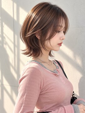 ヴェイン 渋谷(vain) ボブウルフブラウンカラーレイヤーボブショートウルフ絶壁解消