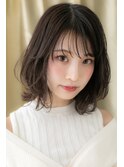 黒髪アッシュブラックくびれヘアボブパーマY戸頭20代30代40代