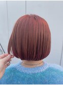 大人かわいいボブヘア×くすみオレンジカラー