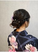 夏祭り/浴衣/七五三のお団子ヘアアレンジ シニヨン 編み込み#3