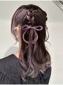大人気♪編み上げリボンハーフツイン