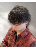 メンズパーマ　波巻きパーマ　ウルフカット　横浜