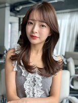 エインアンリー 明治神宮前(AIN.ANLY.)&nbsp;モーヴピンクベージュカラー韓国レイヤースタイル前髪カット