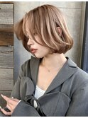 切りっぱなしボブ ベージュ カーテンバングt126