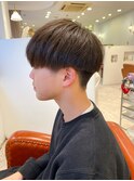 コンマヘアツーブロックマッシュカルマパーマノーセットマッシュ