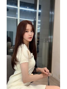 ノク 渋谷(nok) ラベンダーグレー_前髪マチルダボブピンクベージュ