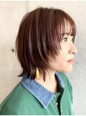 くびレイヤーエモージュイメチェンフルバング小顔ショート