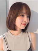 前髪あり　ナチュラル丸み大人ボブ　イメチェン
