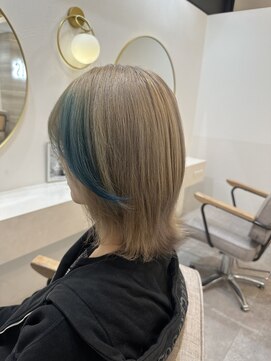 ラビス クローバー(Lovis clover) 『ゆうあ』ミルクティー×ターコイズブルー♪♪セミディ