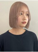ブリーチなしダブルカラーミルクティーベージュミディアムボブ