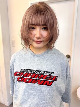 ユニバイリサ 天神大名店(uni by risa) 顔周りレイヤー ハイトーン パールベージュ ケアブリーチ 艶髪