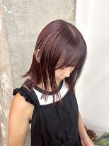 アペロ 柏(Apero) レッドブラウン/ブリーチなしダブルカラー/結べるボブ/柏美容室
