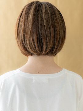 カバーヘア ブリス 川口(COVER HAIR bliss) オレンジベージュハイライトカラー小顔丸みボブX川口20代30代