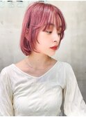 Aimee町田　前上がりボブ×チェリーピンク