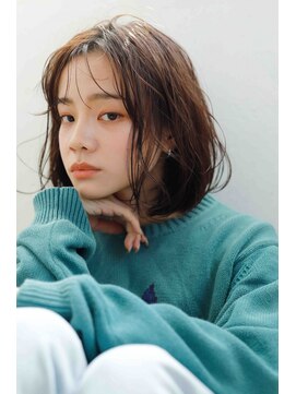 ムウ 難波(MOU) ショート暗めカラーグランマッシュデザインカラー20代30代40代