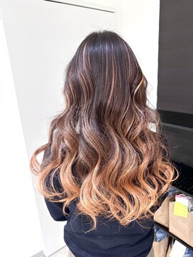 オレンジバレイヤージュ