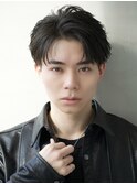 刈り上げツーブロックビジネスショートかき上げアップバング