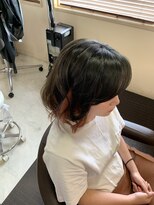 ヘアーサロン デペント(HAIR SALON Depend)&nbsp;サファイアアッシュ×レッドオレンジ　インナーカラー