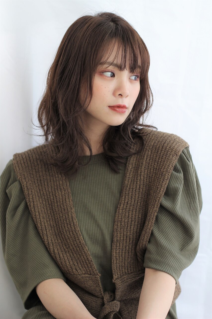 大人可愛い顔まわり×ミニウルフ×ブラウン×20代30代40代：L136381271