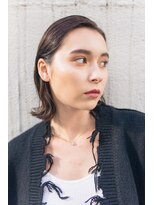 ピズムハク(PISM hak)&nbsp;ロングボブ/黒髪/前髪なしショート/タイトストレート/シルキー