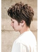 束感ショートウルフアップバング /ツーブロック刈り上げe