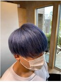 ブルーバイオレット_波巻き束感ショートツーブロック