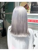 グレーベージュ/レイヤーロング/前髪パーマ