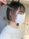 武蔵小杉大人ショートボブ切りっぱなしインナーカラーイヤリング
