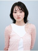 前髪あり顔周りレイヤーウェーブミディアムメルティカラー