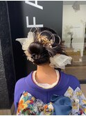 成人式前撮りヘア　タイトリボン　カチモリヘア　振袖ヘア