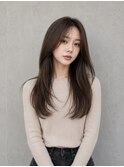 髪質改善 透明感オリーブブラウン ナチュラルストレートロング