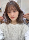 大人可愛いミディアムボブ【フェザーバング カーキグレージュ】