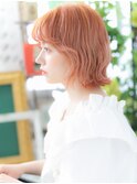 くせ毛風フェザーバング小顔オレンジベージュc大宮10代20代30代