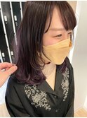 【ANNEXハザマ】インナーカラーパープル×ゆるミディ