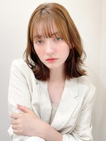 くびれヘアアプリコットオレンジ夏ヘアハイライトカラー