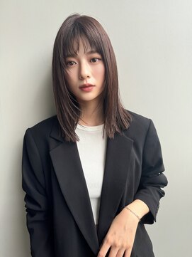 ミンクス 原宿店(MINX) レイヤーカット ウェットヘア オリーブベージュ 大人ヘア 原宿