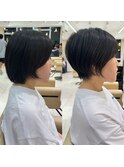 ショートボブ髪型30代40代50代前髪あり前髪なし面長丸顔【倉田】