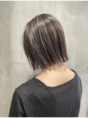 ハイライト/切りっぱなしボブ/グレージュ　【博多】