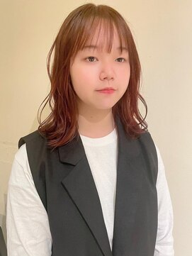 トップヘアー アヴェニュー 刈谷(TOPHAIR Avenue) オレンジブラウンな外ハネミディアムヘア/ことりベージュ