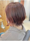 20代30代40代シアーピンク透明感くびれボブ外ハネ乾かすだけ