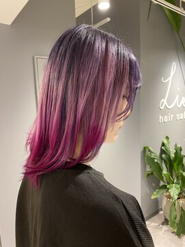 リブ(Live) ピンクパープルグラデーションカラー［久米川　ダブルカラー］