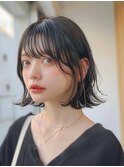 メチェン 外ハネ ボブ 美髪 ワイドバング ブルーブラック