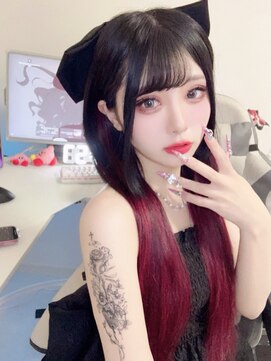 アンク クロス 新宿店(ANKHCROSS) 黒×赤グラデエク @kasumistagram アンククロス新宿