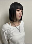 フェイスフレーミングボブインナーカラーボブ切りっぱなしボブ