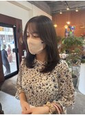 透明感ケアカラーオリーブグレージュカラー顔まわりレイヤー韓国